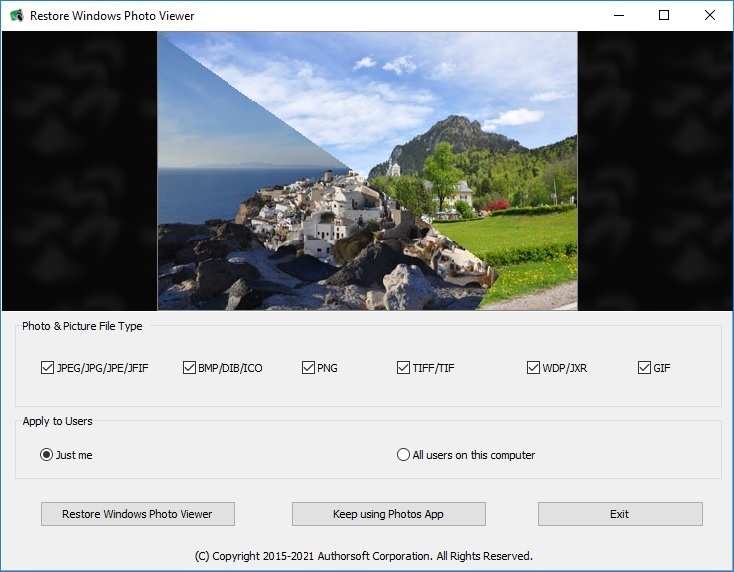 Screenshot for Restore Windows Photo Viewer 1.0